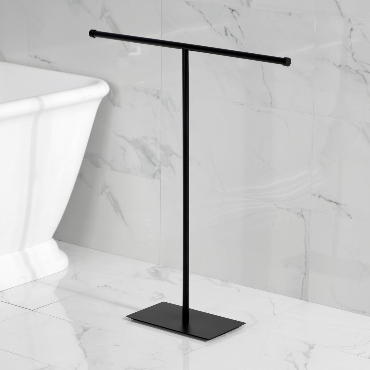 Claremont CC8200 Freestanding T-Shape Towel Rack, Matte Black