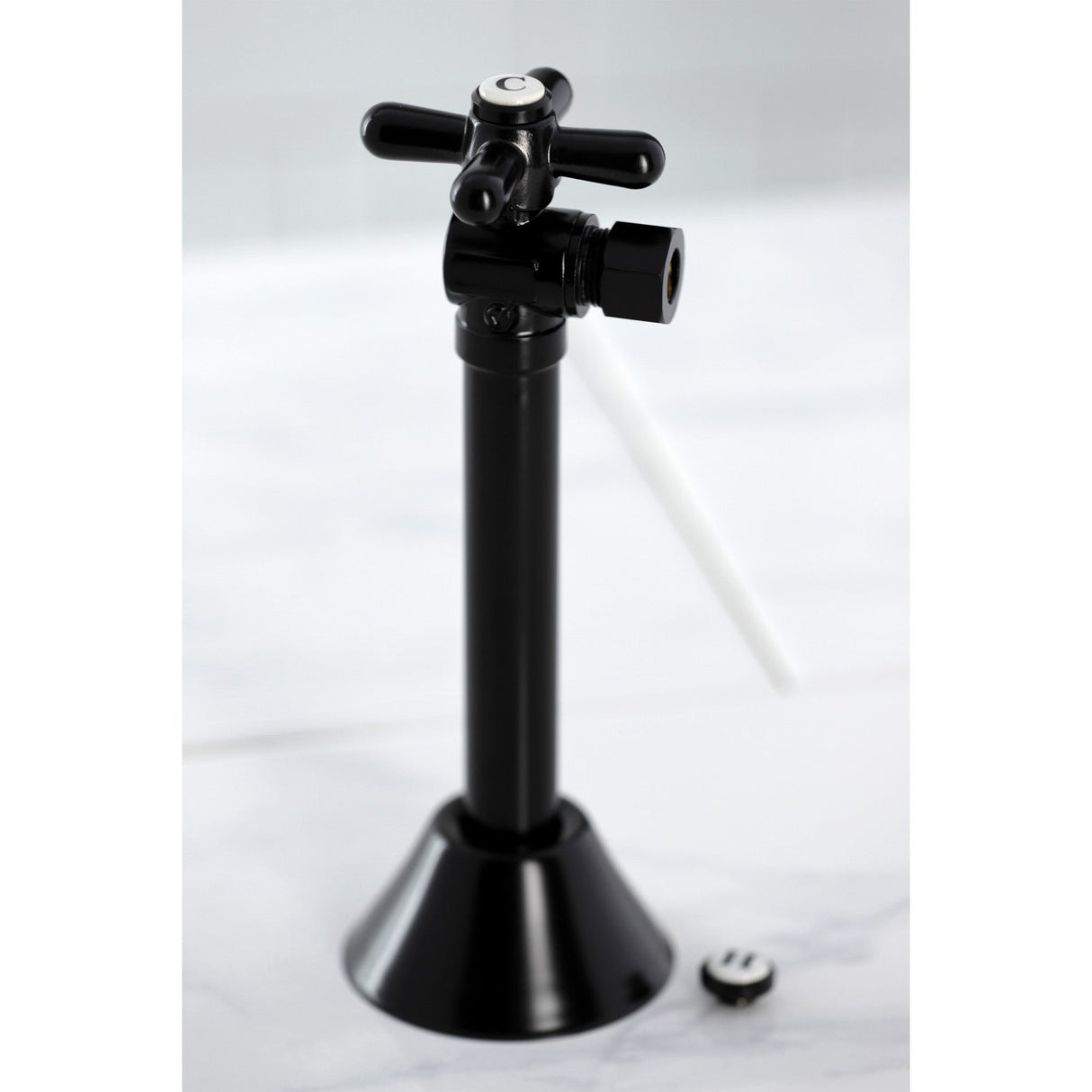 Vintage CC83200X 1/2-Inch Sweat x 3/8-Inch OD Comp Quarter-Turn Angle Stop Valve, Matte Black