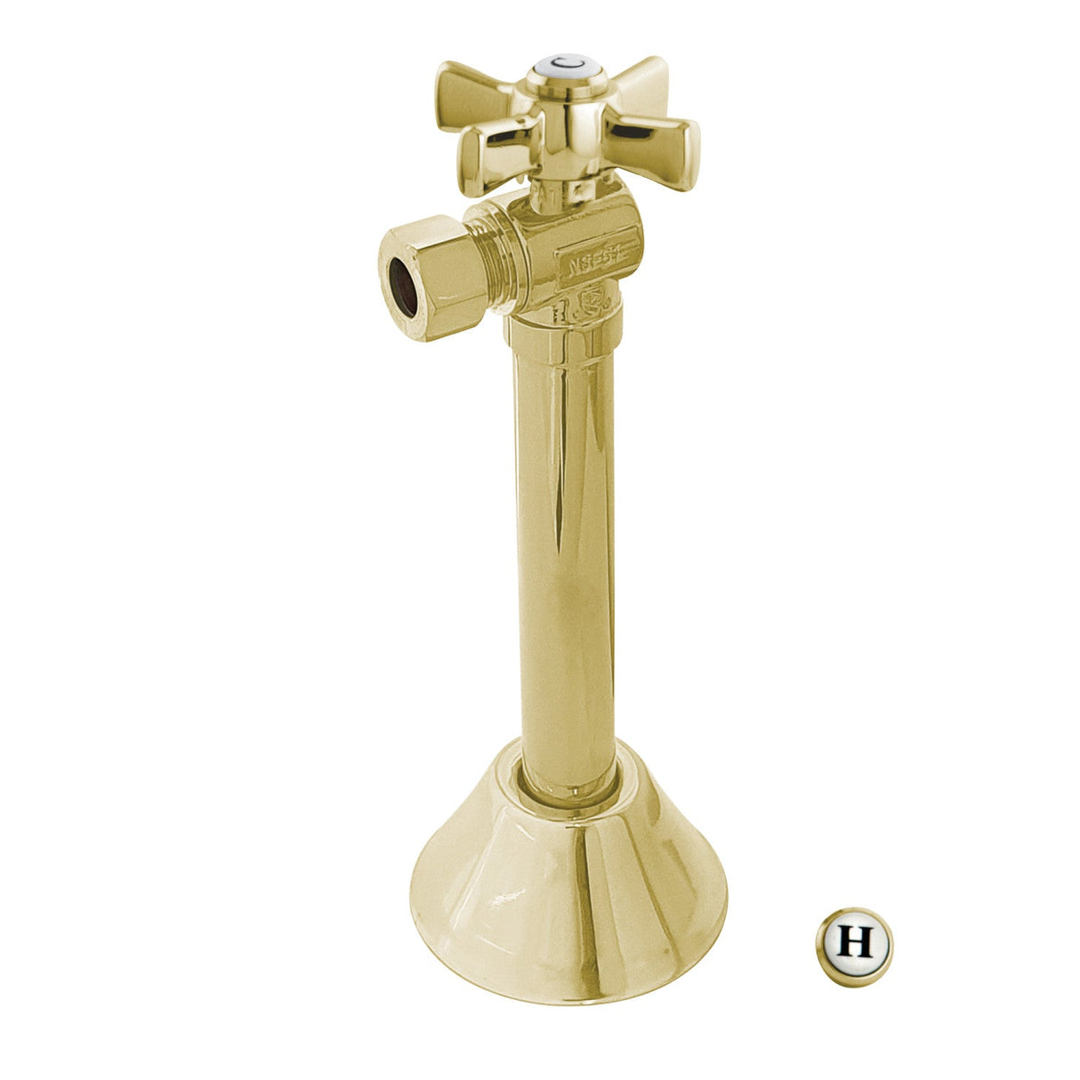 Millennium CC83202ZX 1/2-Inch Sweat x 3/8-Inch OD Comp Quarter-Turn Angle Stop Valve, Polished Brass