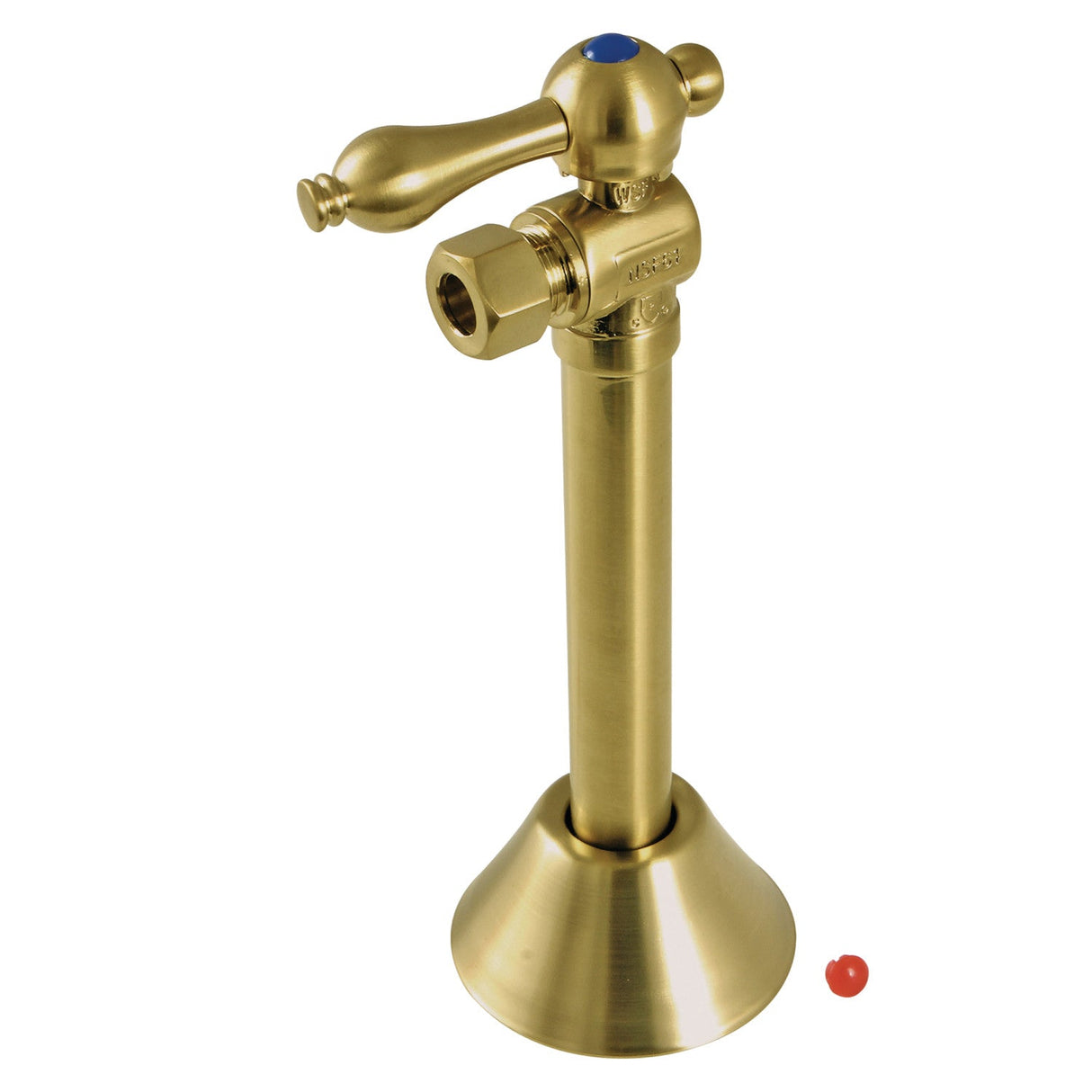 Vintage CC83207 1/2-Inch Sweat x 3/8-Inch OD Comp Quarter-Turn Angle Stop Valve with 5-Inch Extension, Brushed Brass