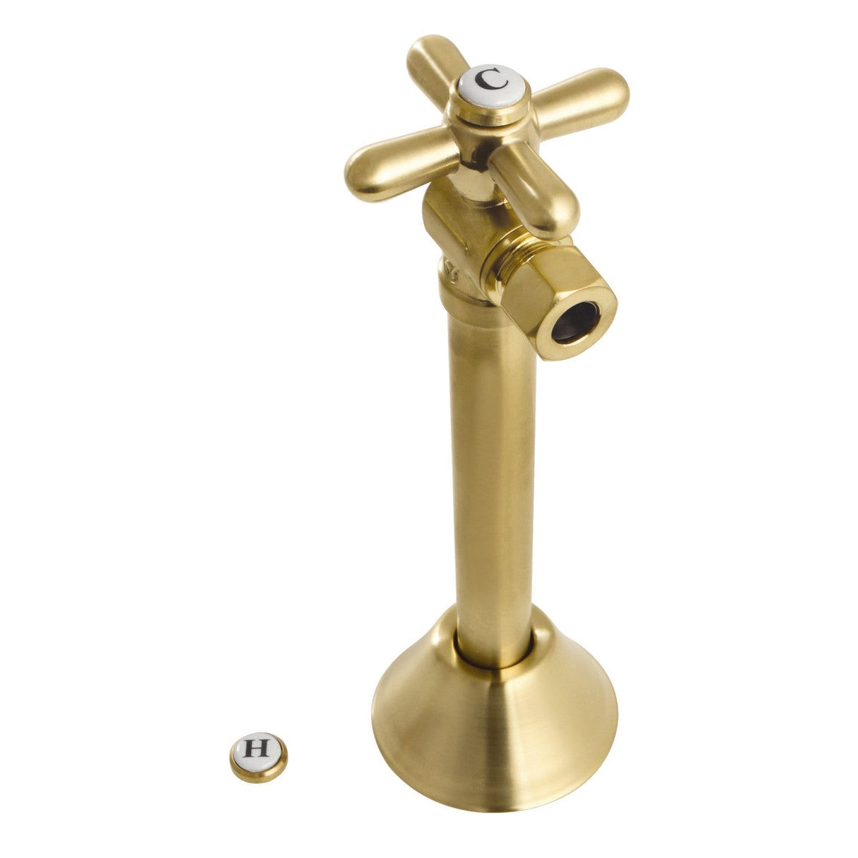 Vintage CC83207X 1/2-Inch Sweat x 3/8-Inch OD Comp Quarter-Turn Angle Stop Valve, Brushed Brass