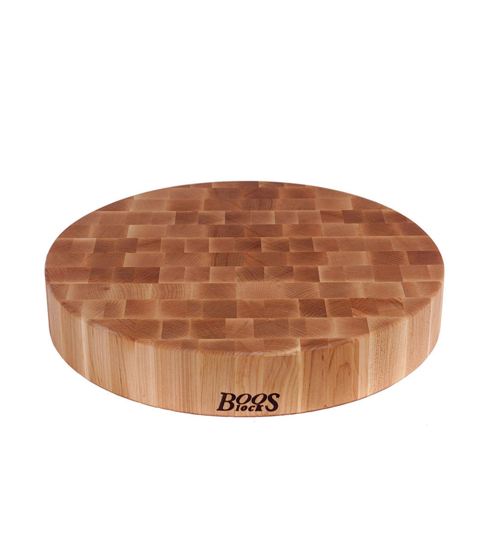 John Boos CCB183-R Large Maple Wood Cutting Board for Kitchen Prep 18 Inches, 3 Inches Thick Reversible End Grain Round Charcuterie Block 18DIAX3 MPL-END GR-NON REV-NO GRV-