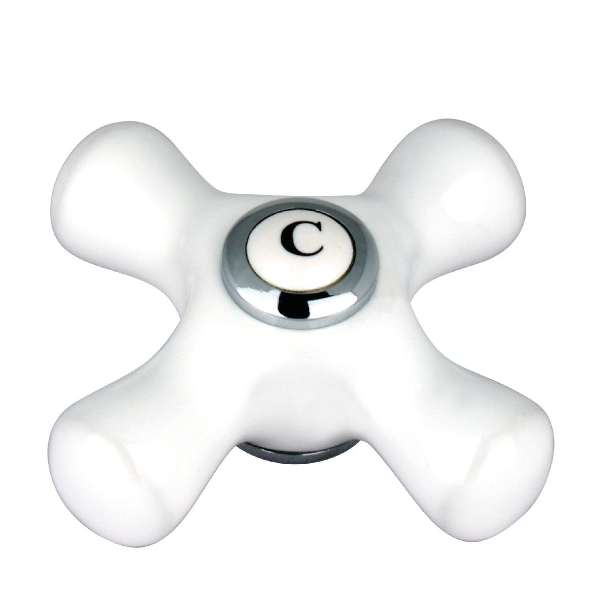 Vintage CCCX1C Cold Porcelain Cross Handle, 3/8" X 16PT, Polished Chrome