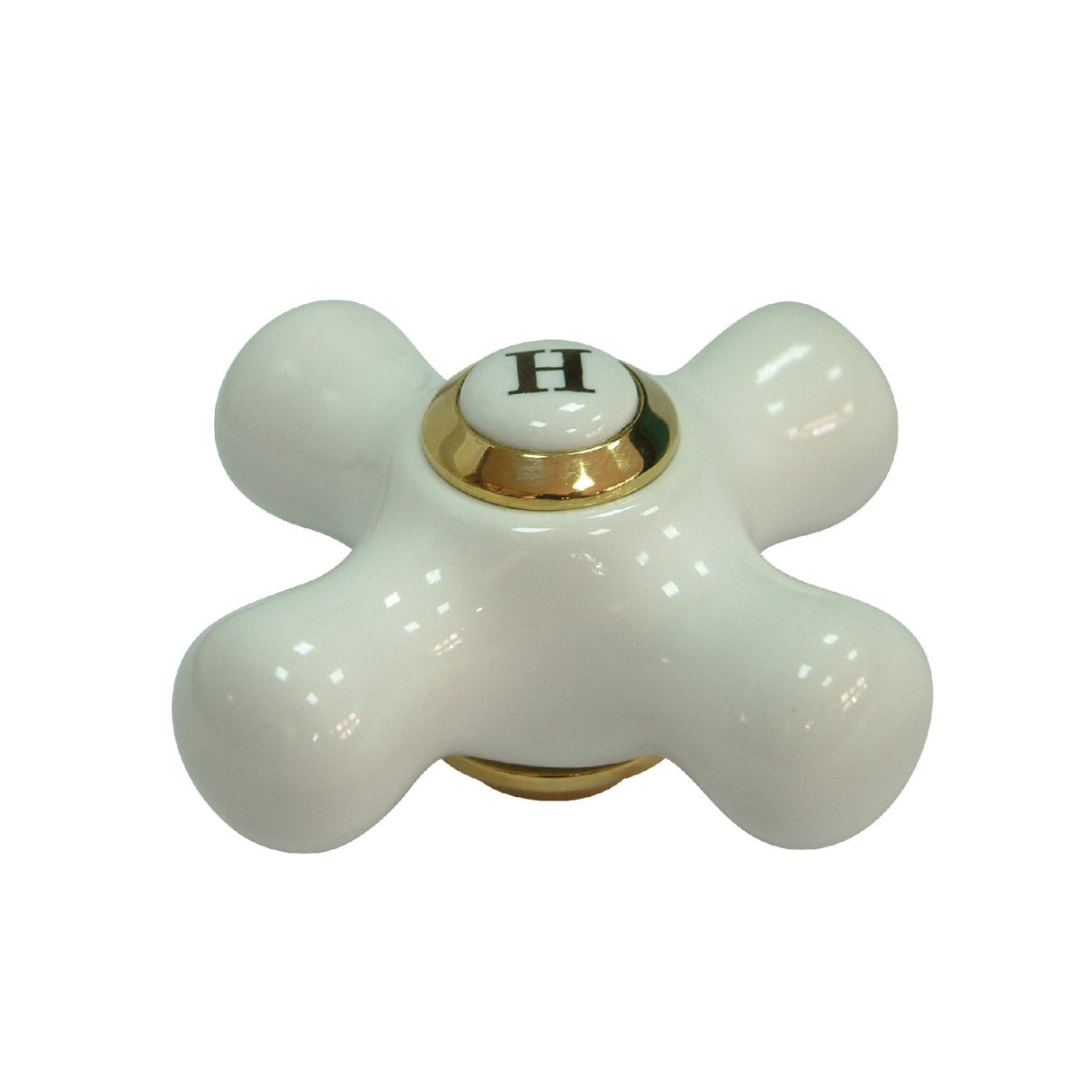 Vintage CCCX2H Hot Porcelain Cross Handle, 3/8" X 16PT, Polished Brass