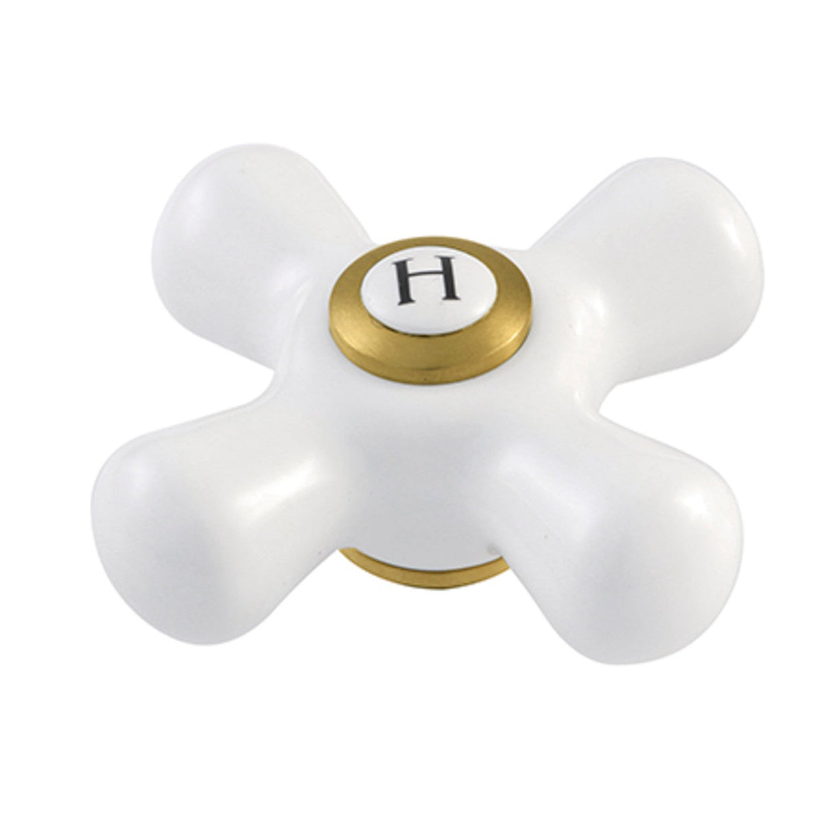 Vintage CCCX7H Hot Porcelain Cross Handle, 3/8" X 16PT, Brushed Brass