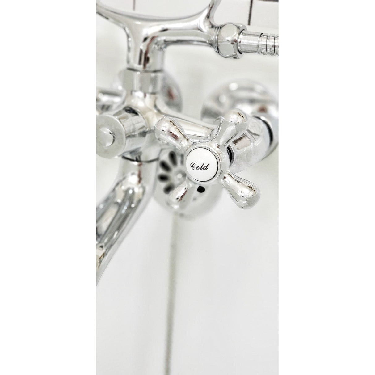 Vintage CCK265C Two-Handle 2-Hole Tub Wall Mount Clawfoot Tub Faucet Package with Supply Line and Hand Shower, Polished Chrome