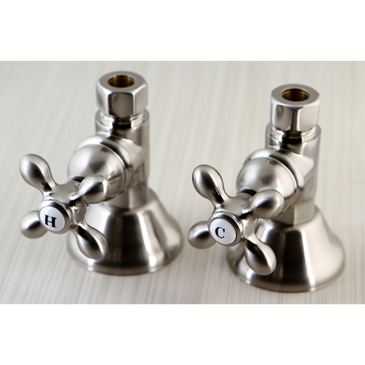 Trimscape CCK44158AX 1/2-Inch FIP x 1/2-Inch OD Comp Quarter-Turn Straight Stop Valve, Brushed Nickel