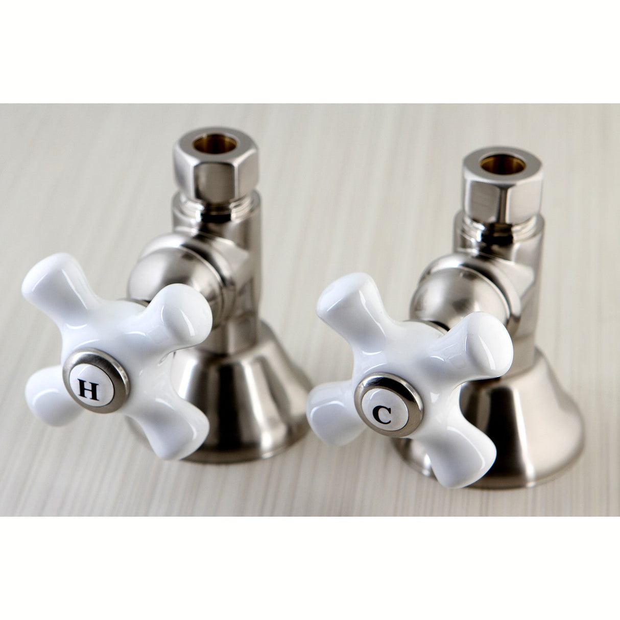 Trimscape CCK44158PX 1/2-Inch FIP x 1/2-Inch OD Comp Quarter-Turn Straight Stop Valve, Brushed Nickel