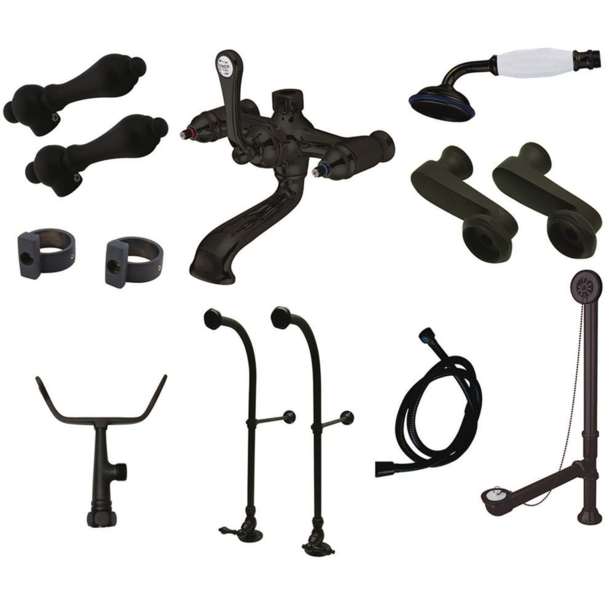 Vintage CCK5105AL Two-Handle 2-Hole Freestanding Clawfoot Tub Faucet Package with Supply Line, Oil Rubbed Bronze