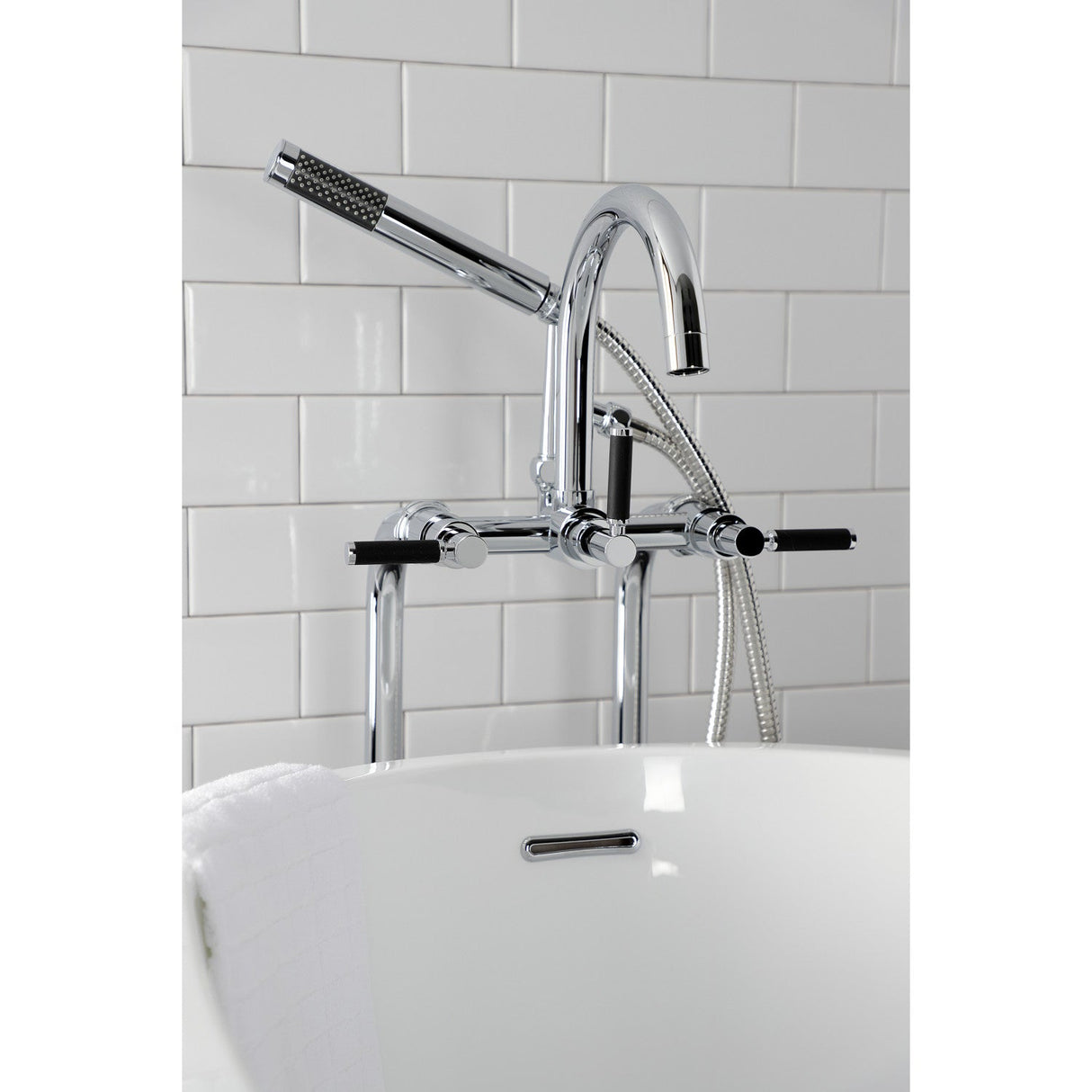 Concord CCK8101DKL Freestanding Tub Faucet with Supply Line and Stop Valve, Polished Chrome