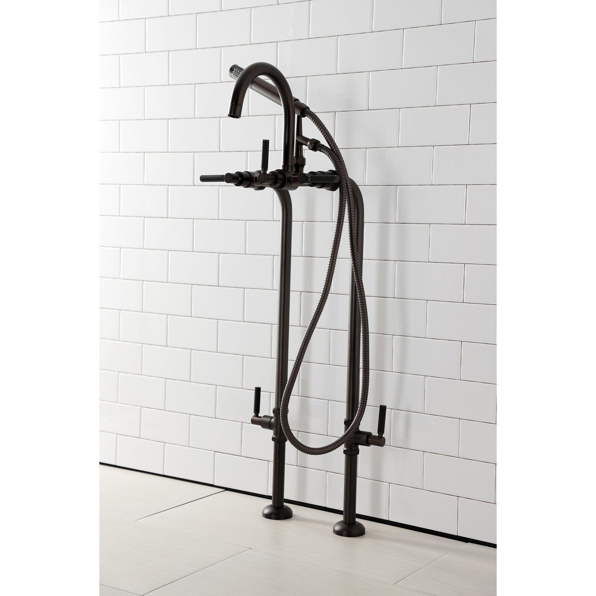 Concord CCK8105DKL Freestanding Tub Faucet with Supply Line and Stop Valve, Oil Rubbed Bronze