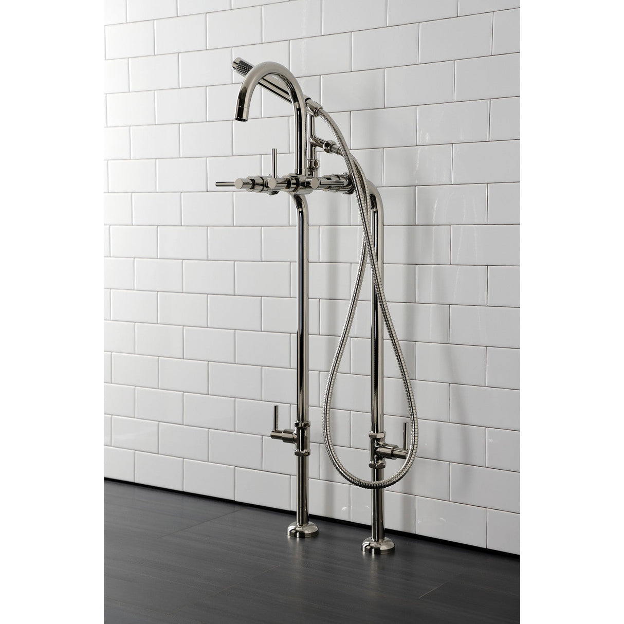 Concord CCK8106DL Freestanding Tub Faucet with Supply Line and Stop Valve, Polished Nickel