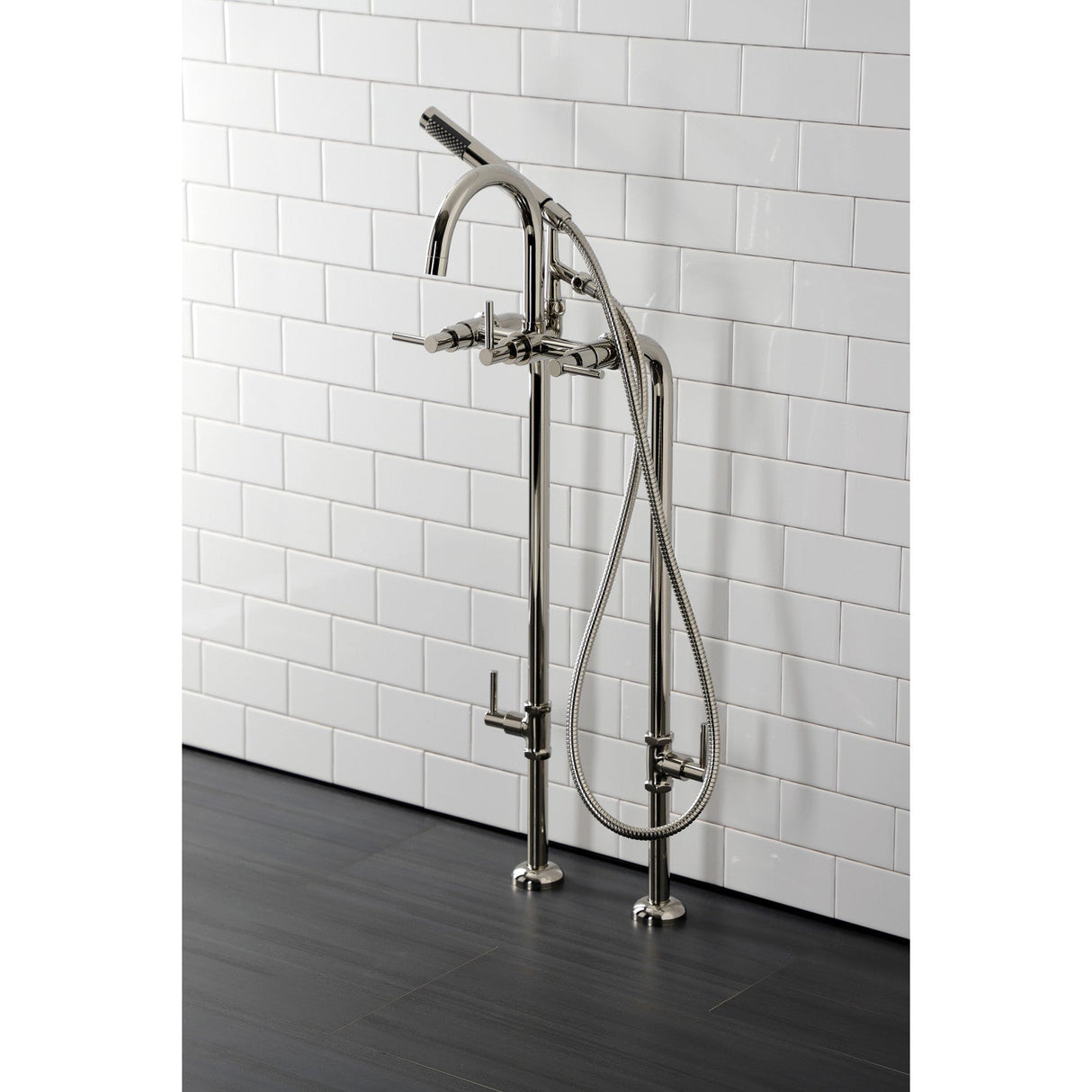 Concord CCK8106DL Freestanding Tub Faucet with Supply Line and Stop Valve, Polished Nickel