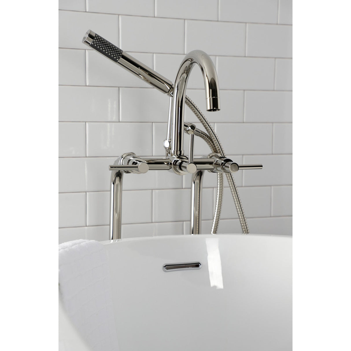 Concord CCK8106DL Freestanding Tub Faucet with Supply Line and Stop Valve, Polished Nickel