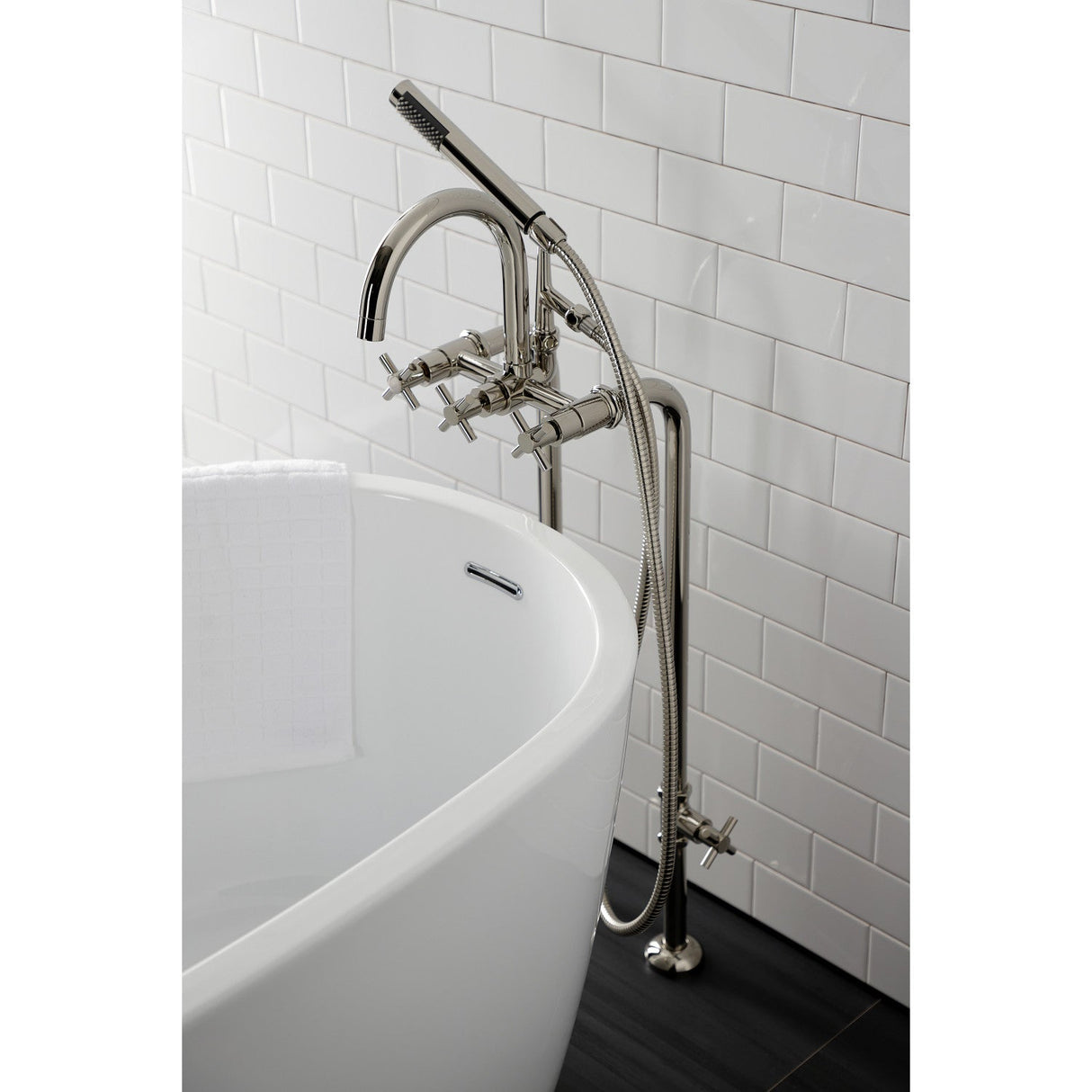Concord CCK8106DX Freestanding Tub Faucet with Supply Line and Stop Valve, Polished Nickel