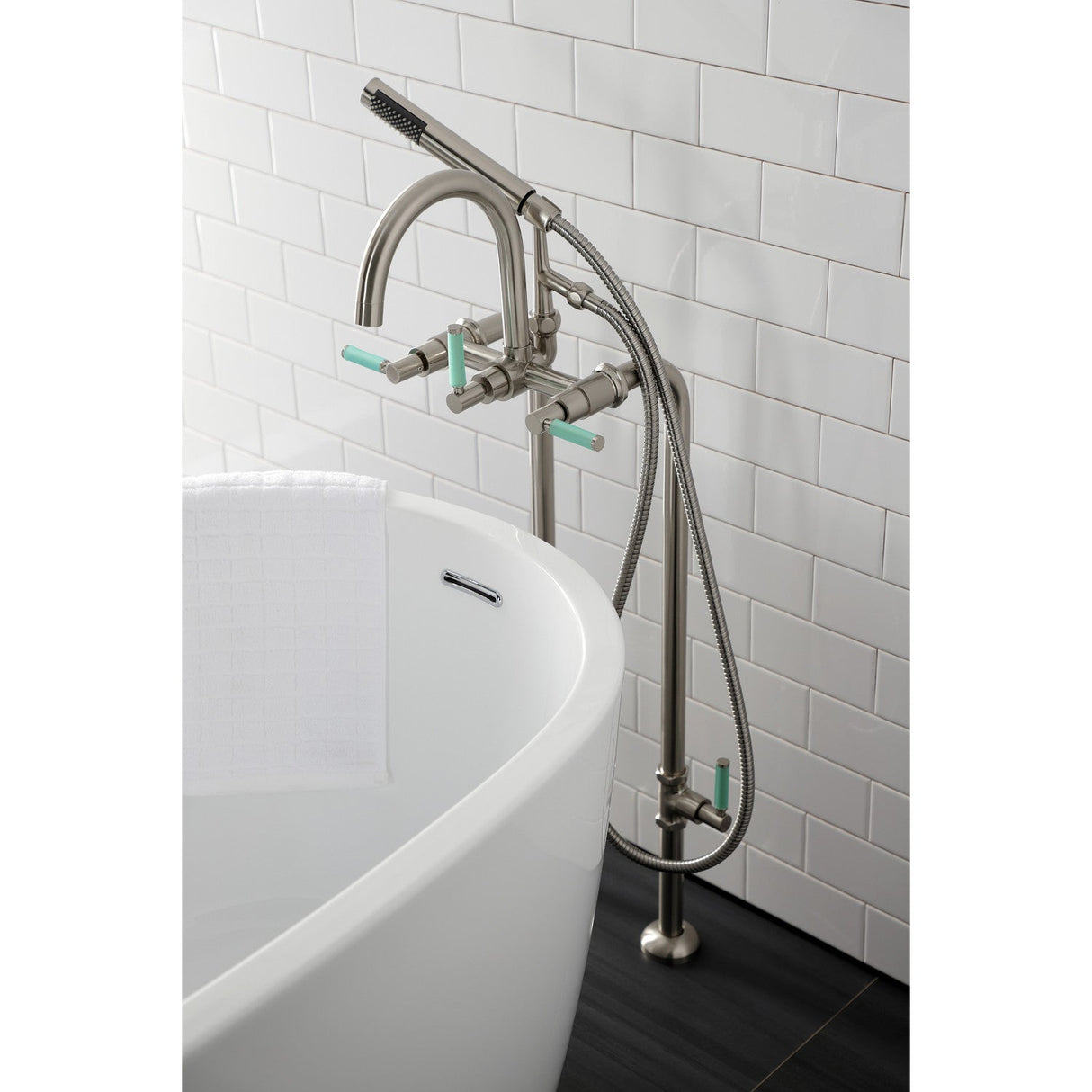 Concord CCK8108DKL Freestanding Tub Faucet with Supply Line and Stop Valve, Brushed Nickel