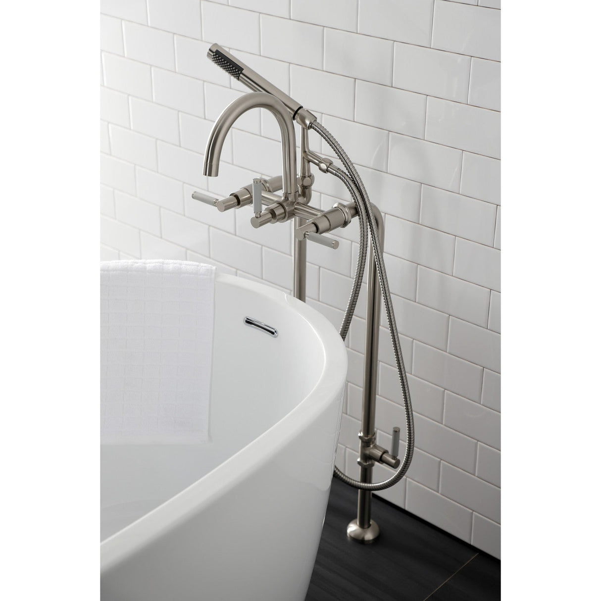 Concord CCK8108DKL Freestanding Tub Faucet with Supply Line and Stop Valve, Brushed Nickel