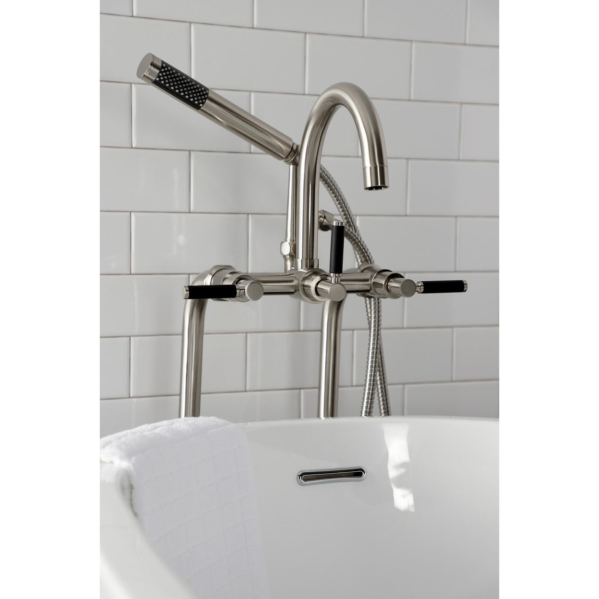 Concord CCK8108DKL Freestanding Tub Faucet with Supply Line and Stop Valve, Brushed Nickel