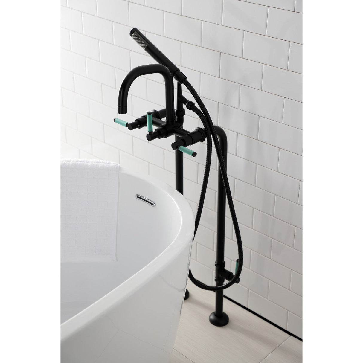 Concord CCK8400DKL Freestanding Tub Faucet with Supply Line and Stop Valve, Matte Black