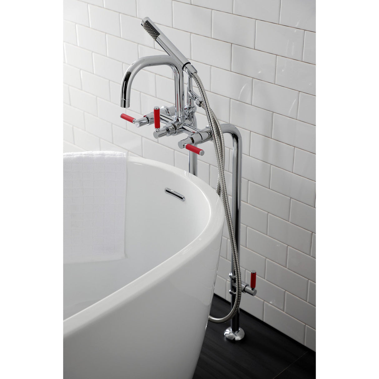 Concord CCK8401DKL Freestanding Tub Faucet with Supply Line and Stop Valve, Polished Chrome