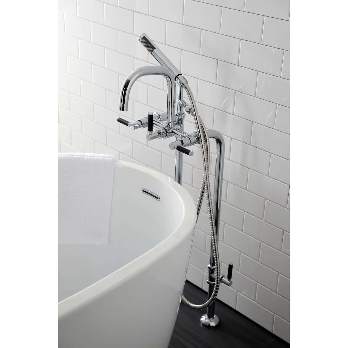 Concord CCK8401DKL Freestanding Tub Faucet with Supply Line and Stop Valve, Polished Chrome