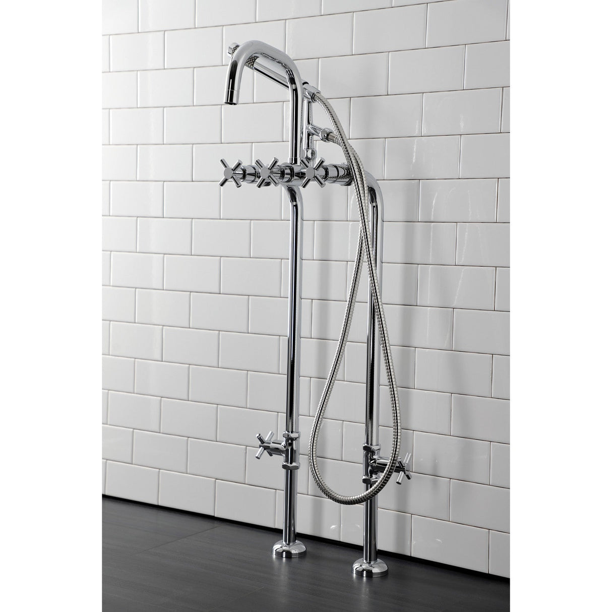 Concord CCK8401DX Freestanding Tub Faucet with Supply Line and Stop Valve, Polished Chrome