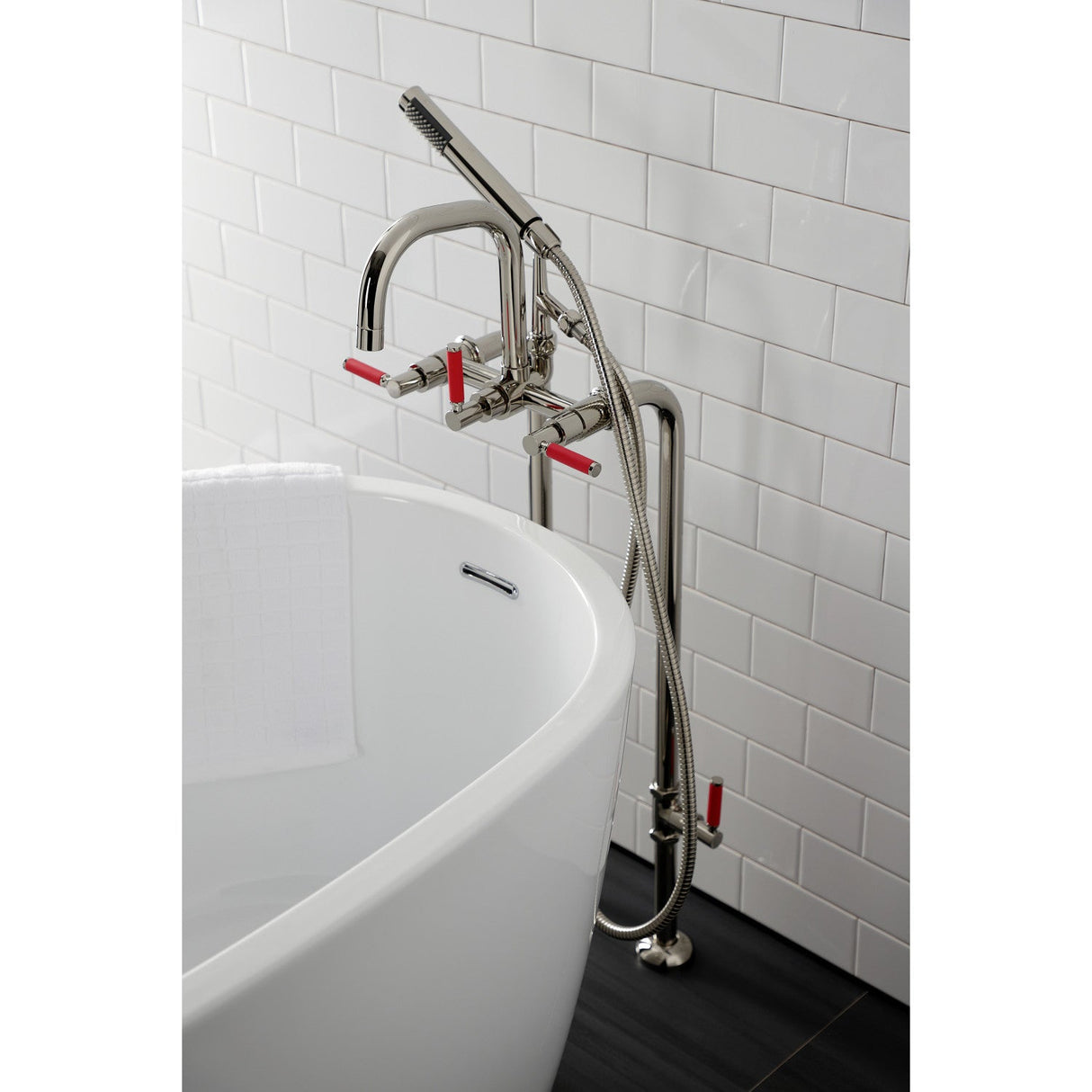 Concord CCK8406DKL Freestanding Tub Faucet with Supply Line and Stop Valve, Polished Nickel