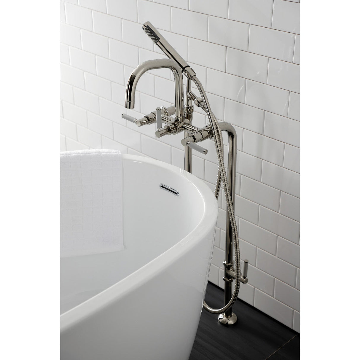 Concord CCK8406DKL Freestanding Tub Faucet with Supply Line and Stop Valve, Polished Nickel