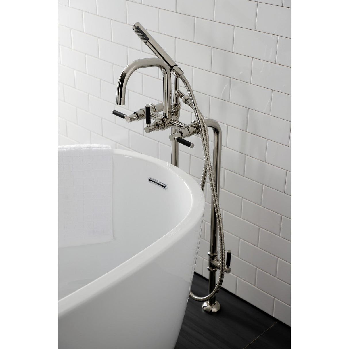 Concord CCK8406DKL Freestanding Tub Faucet with Supply Line and Stop Valve, Polished Nickel