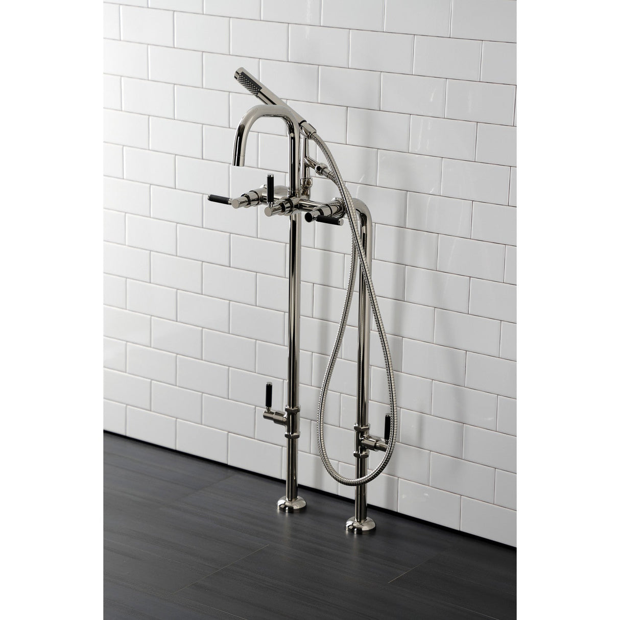 Concord CCK8406DKL Freestanding Tub Faucet with Supply Line and Stop Valve, Polished Nickel
