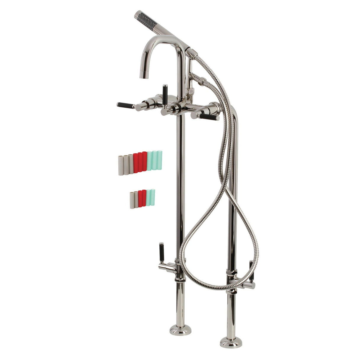 Concord CCK8406DKL Freestanding Tub Faucet with Supply Line and Stop Valve, Polished Nickel