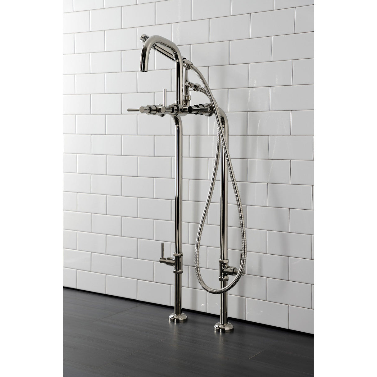 Concord CCK8406DL Freestanding Tub Faucet with Supply Line and Stop Valve, Polished Nickel
