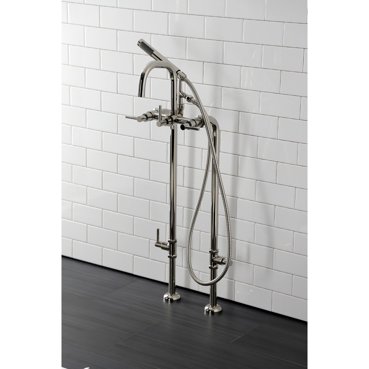 Concord CCK8406DL Freestanding Tub Faucet with Supply Line and Stop Valve, Polished Nickel