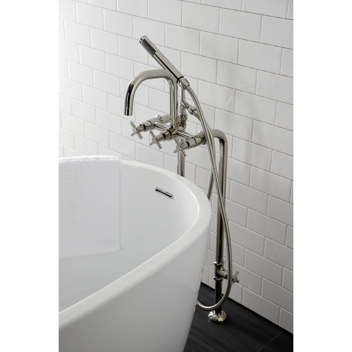 Concord CCK8406DX Freestanding Tub Faucet with Supply Line and Stop Valve, Polished Nickel