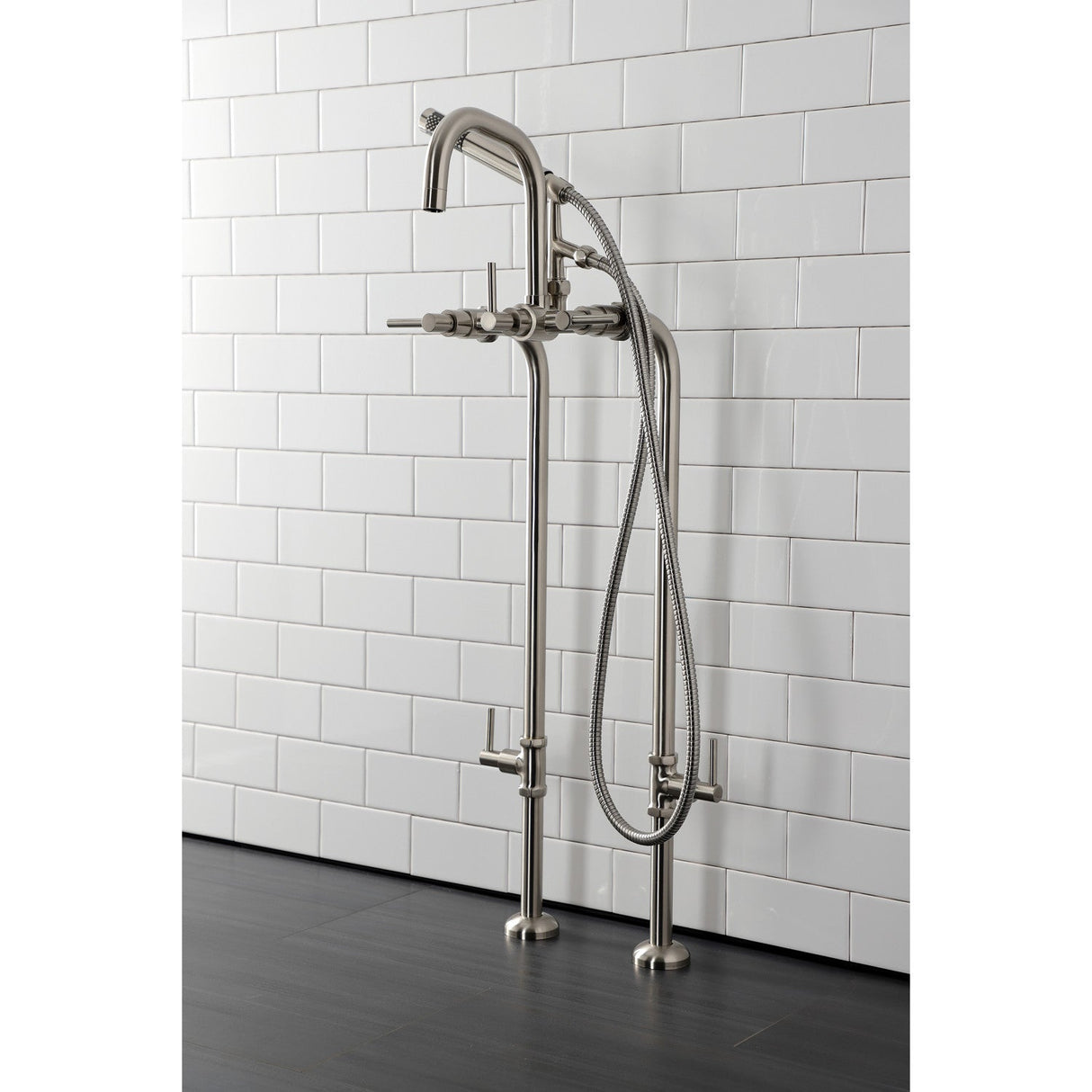 Concord CCK8408DL Freestanding Tub Faucet with Supply Line and Stop Valve, Brushed Nickel