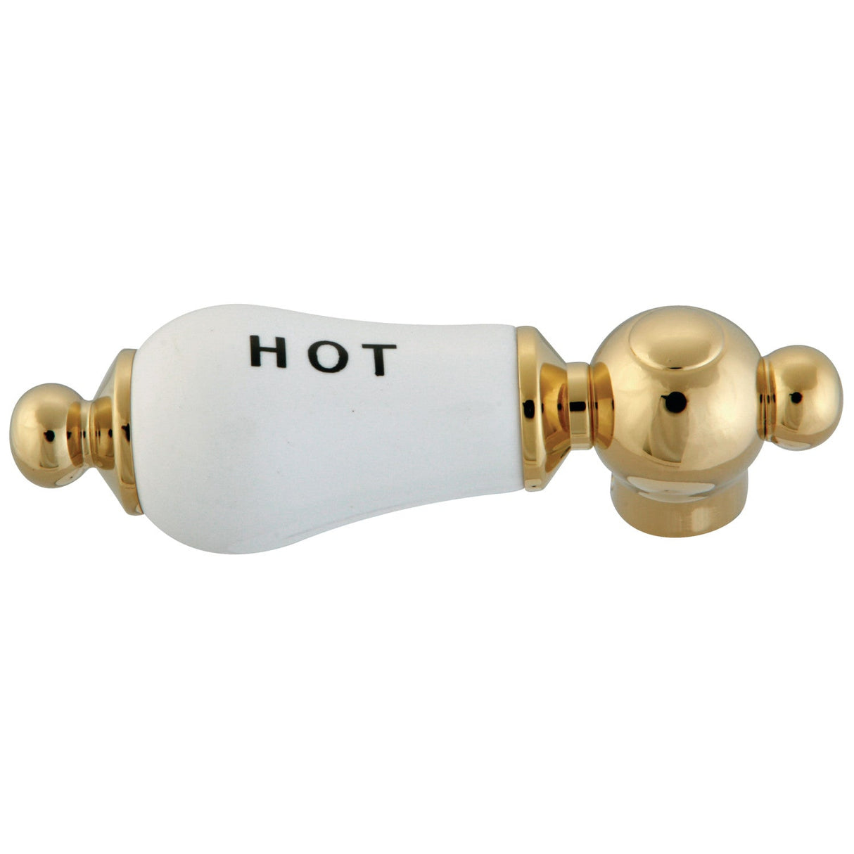 Vintage CCPL2H Hot Porcelain Lever Handle, Polished Brass