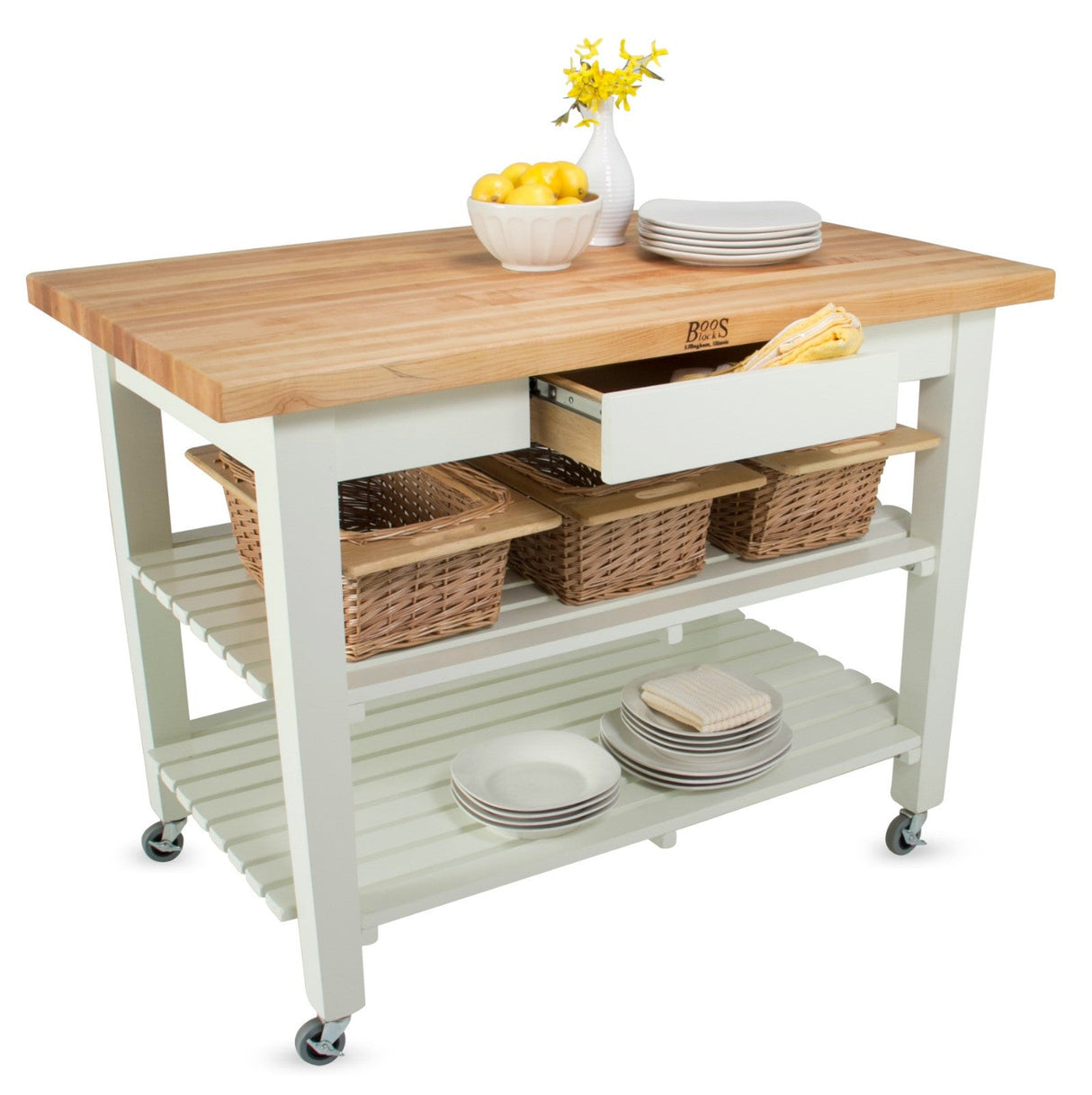 John Boos C6030-S-SG C Classic Maple Country Work Table - 60"W x 30"D, One Shelf, Slate Gray Base