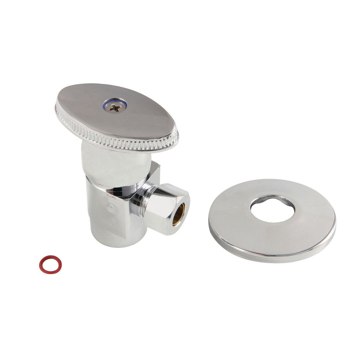 CD43301VAK 1/2-Inch FIP x 3/8-Inch OD Comp Anti-Seize Deluxe Quarter-Turn Ceramic Hardisc Cartridge Angle Stop with Flange, Polished Chrome