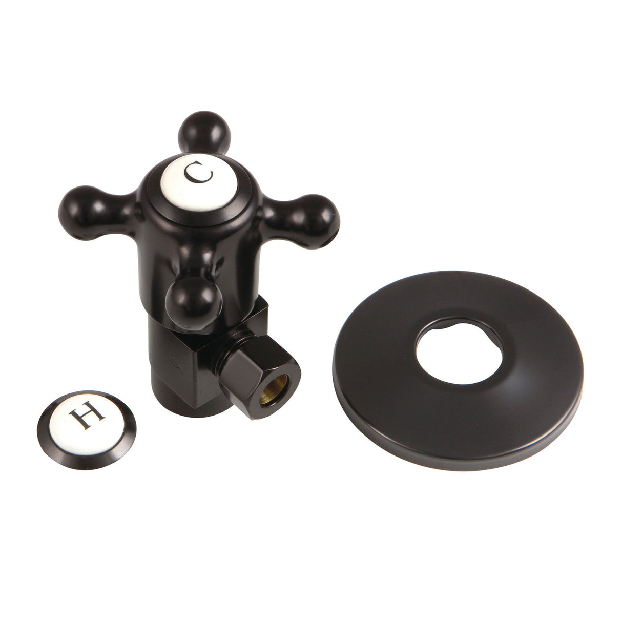 CD43305BXK 1/2-Inch FIP x 3/8-Inch OD Comp Anti-Seize Deluxe Quarter-Turn Ceramic Hardisc Cartridge Angle Stop with Flange, Oil Rubbed Bronze