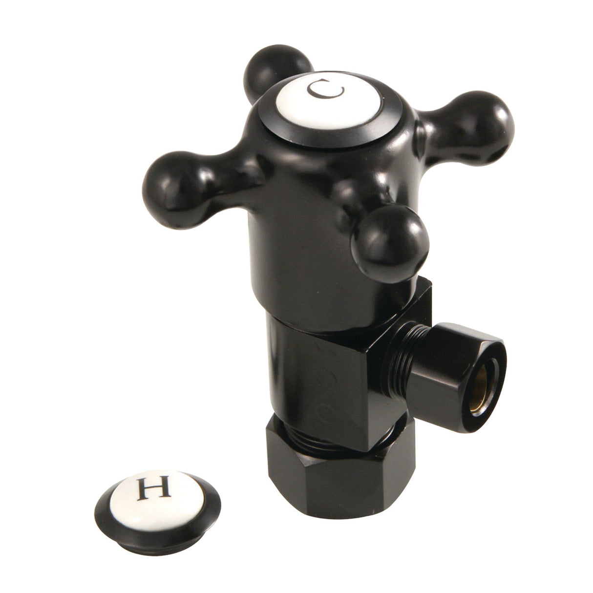 Heritage CD53300BX 5/8-Inch OD Comp x 3/8-Inch OD Comp Anti-Seize Deluxe Quarter-Turn Ceramic Hardisc Cartridge Angle Stop, Matte Black