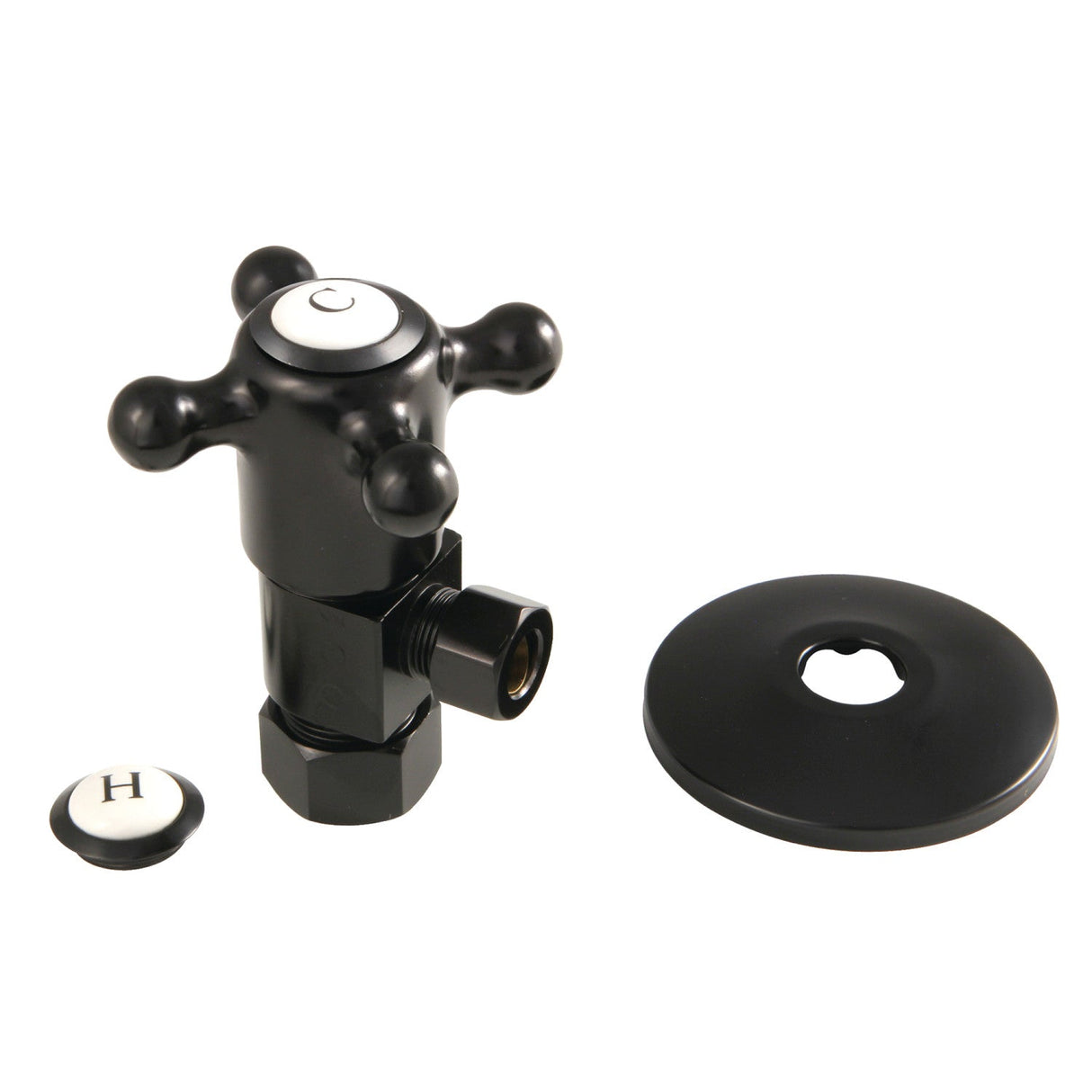 CD53300BXK 5/8-Inch OD Comp x 3/8-Inch OD Comp Anti-Seize Deluxe Quarter-Turn Ceramic Hardisc Cartridge Angle Stop with Flange, Matte Black