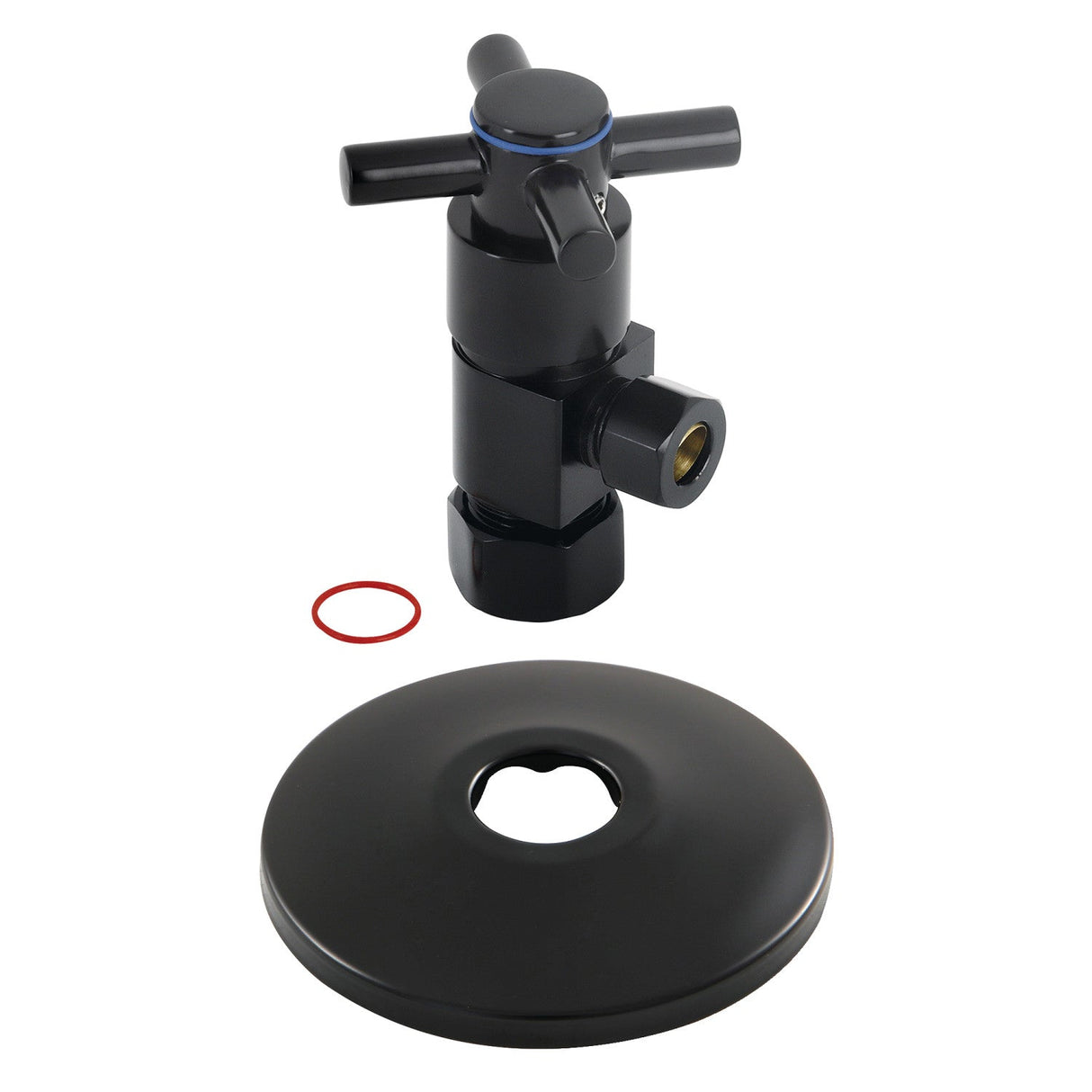 CD53300DXK 5/8-Inch OD Comp x 3/8-Inch OD Comp Anti-Seize Deluxe Quarter-Turn Ceramic Hardisc Cartridge Angle Stop with Flange, Matte Black