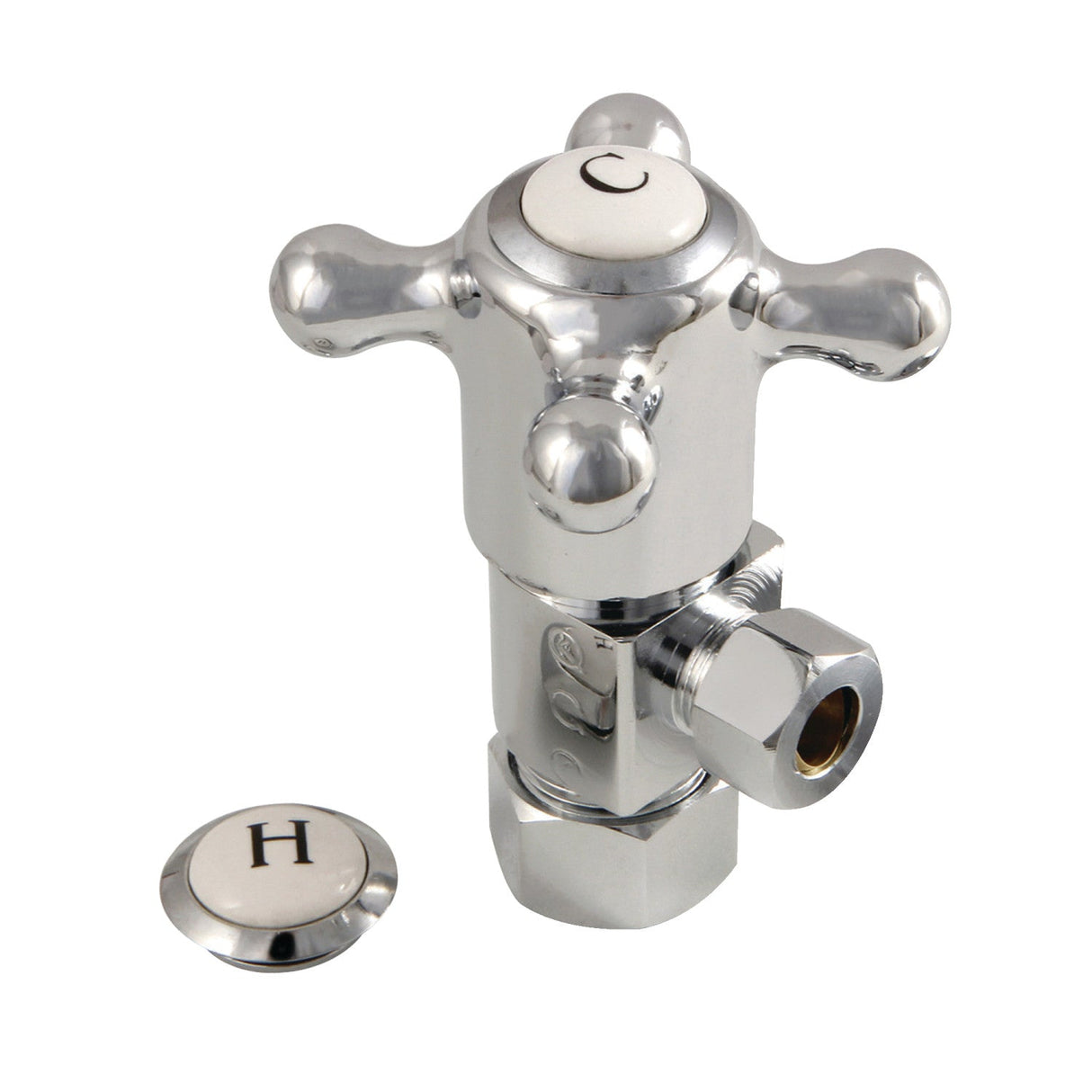 Heritage CD53301BX 5/8-Inch OD Comp x 3/8-Inch OD Comp Anti-Seize Deluxe Quarter-Turn Ceramic Hardisc Cartridge Angle Stop, Polished Chrome