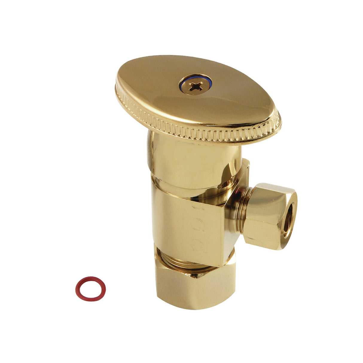 Americana CD53302VA 5/8-Inch OD Comp x 3/8-Inch OD Comp Anti-Seize Deluxe Quarter-Turn Ceramic Hardisc Cartridge Angle Stop, Polished Brass