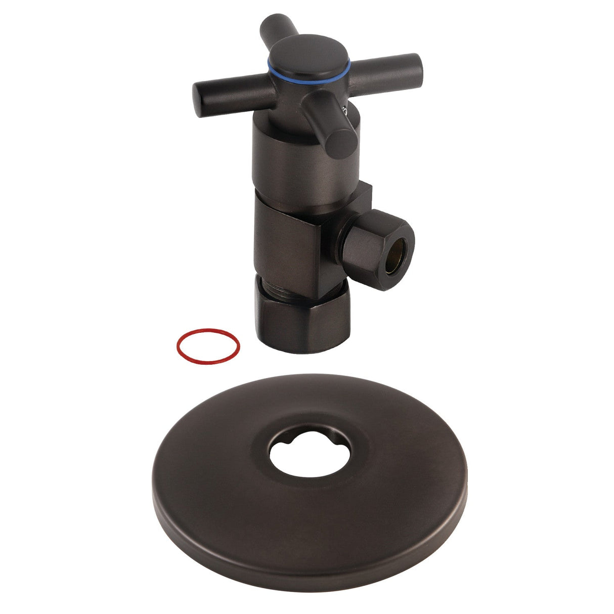 CD53305DXK 5/8-Inch OD Comp x 3/8-Inch OD Comp Anti-Seize Deluxe Quarter-Turn Ceramic Hardisc Cartridge Angle Stop with Flange, Oil Rubbed Bronze