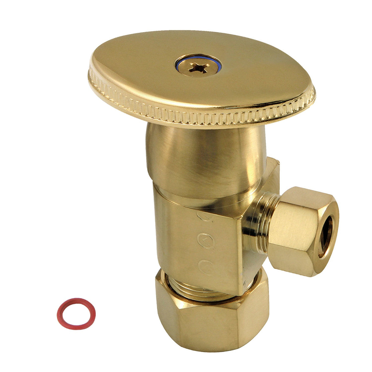 Americana CD53307VA 5/8-Inch OD Comp x 3/8-Inch OD Comp Anti-Seize Deluxe Quarter-Turn Ceramic Hardisc Cartridge Angle Stop, Brushed Brass