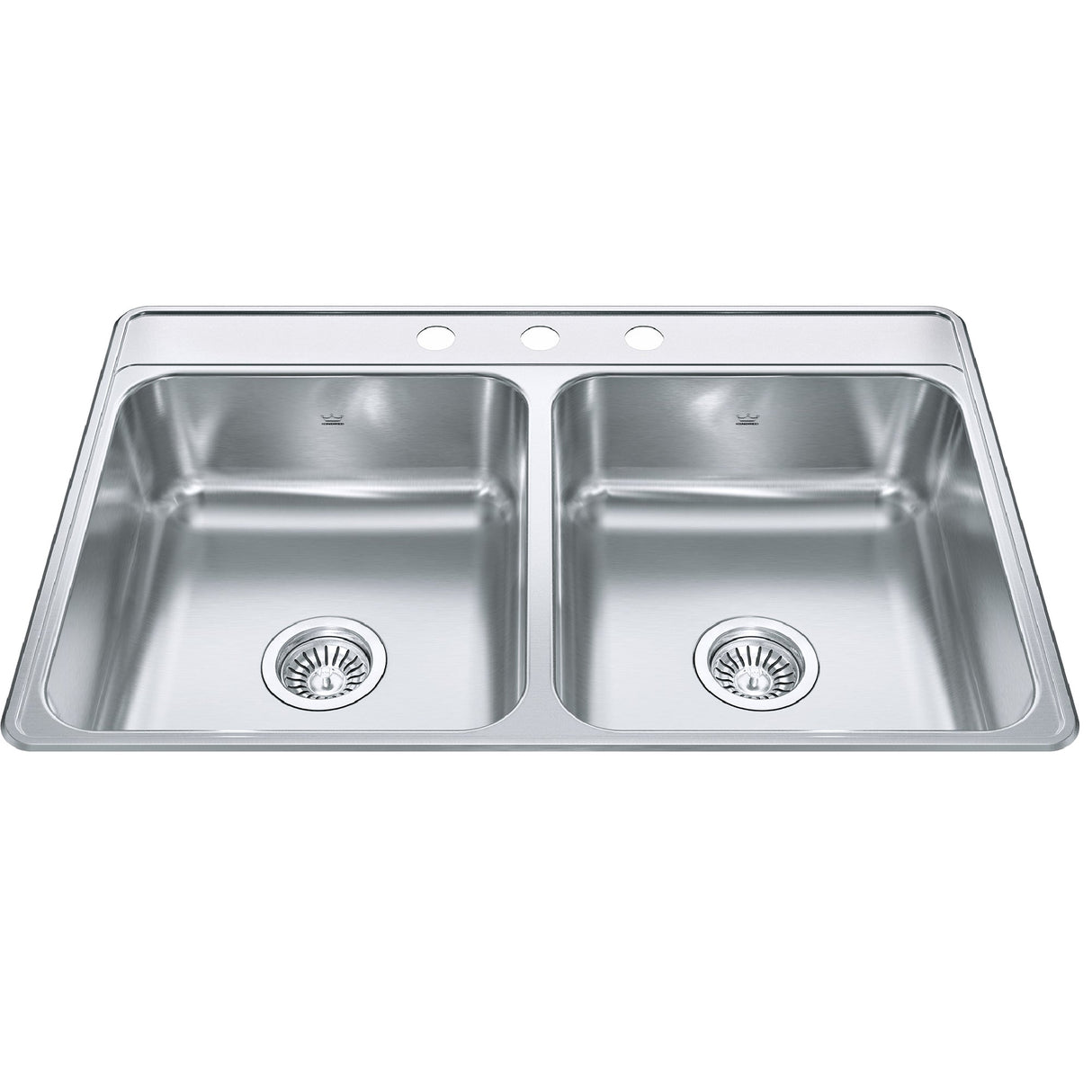 KINDRED CDLA3322-7-3N Creemore 33-in LR x 22-in FB x 7-in DP Drop In Double Bowl 3-Hole Stainless Steel Kitchen Sink In Commercial Satin Finish