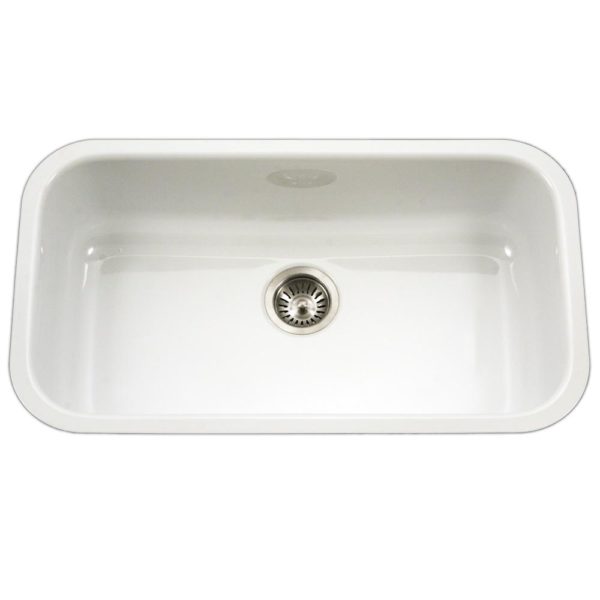 Hamat - CER-3118S-WH - Enamel Steel Undermount  Large Single Bowl Kitchen Sink, White