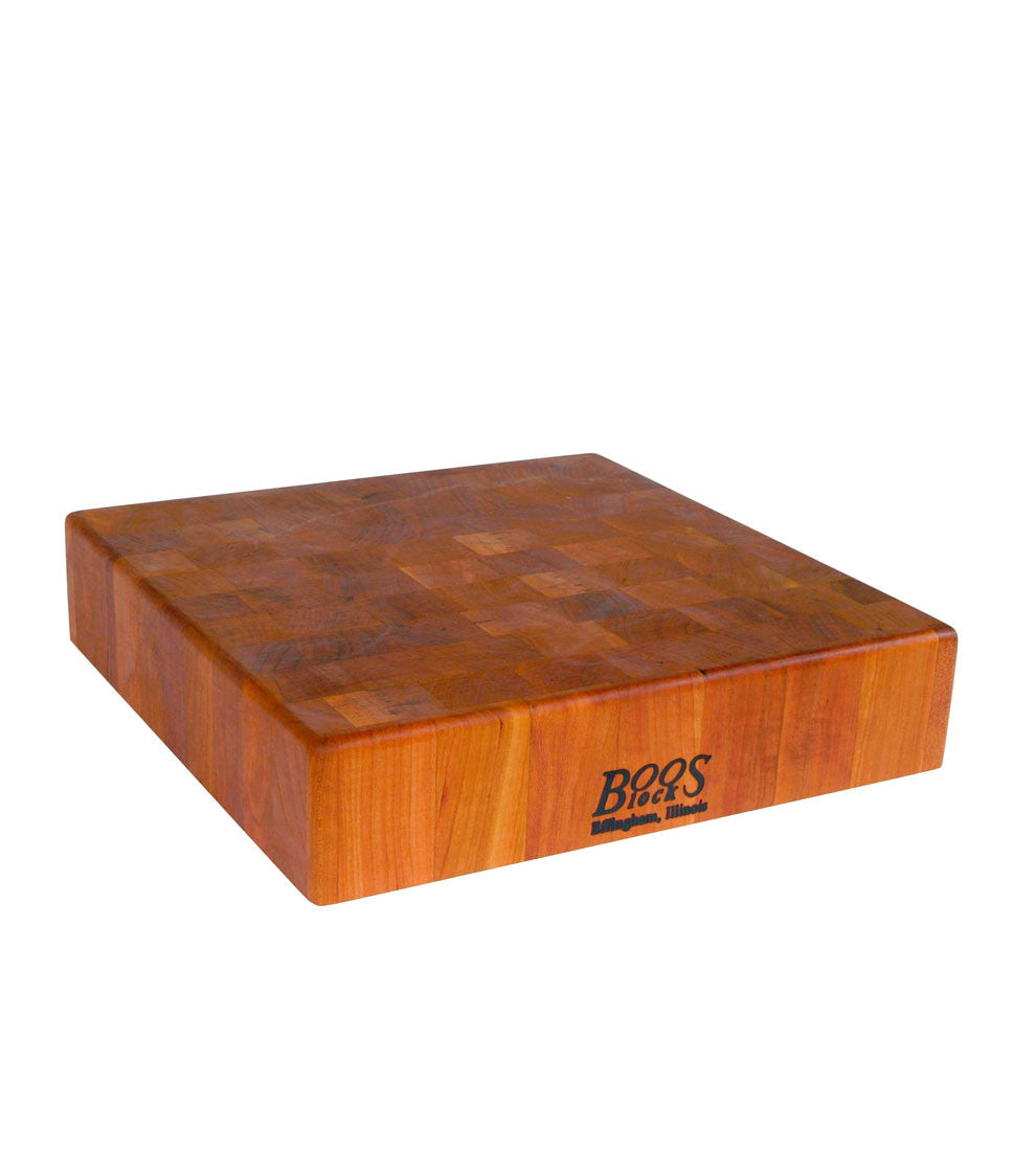 John Boos CHY-CCB143-S Small Cherry Wood Cutting Board for Kitchen 14 x Inches, 3 Inches Thick Reversible Charcuterie End Grain Block with Oil Finish 14X14X3 CHY-END GR-NON REV-NO GRV-