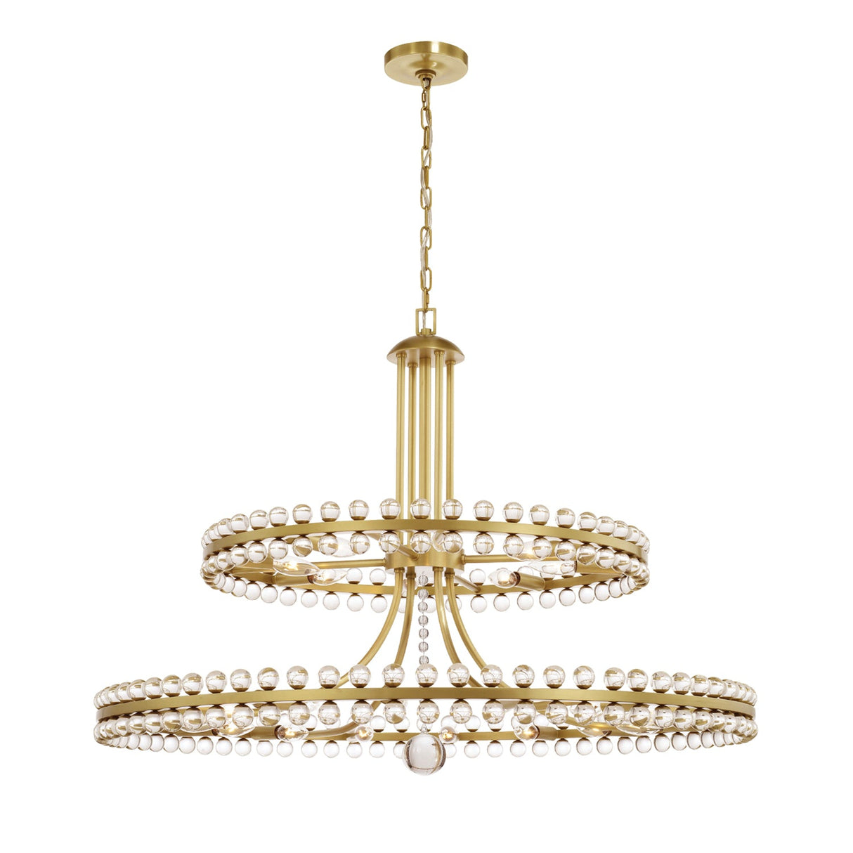 Clover 24 Light Aged Brass Two-tier Chandelier CLO-8890-AG